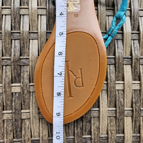 NWOT LAUREN RALPH LAUREN    ALEXA TURQUOISE BRAIDED LEATHER SANDALS - SI… - Picture 8 of 9